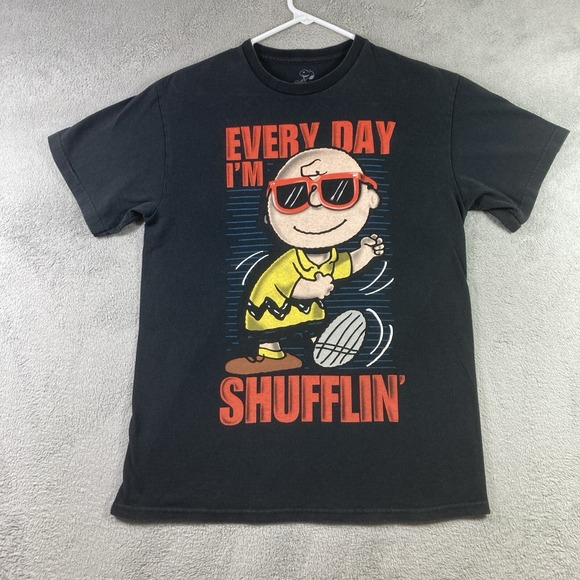Peanuts Other - Peanuts Charlie Brown Shirt Adult Medium Black Everyday I'm Shufflin Graphic Tee